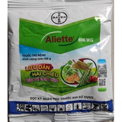 Chế phẩm Aliette 800WG gói 100gr - trị các bệnh: thối gốc phấn trắng lở cổ rễ, thối rễ cháy lá sương mai thối trái