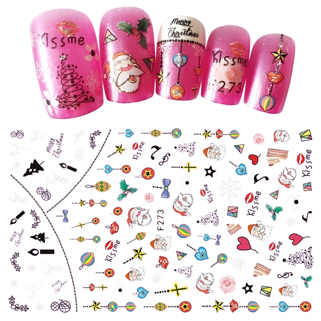 Miếng Dán Trang Trí Móng Tay Hình Ông Già Noel Mini Xinh Xắn
