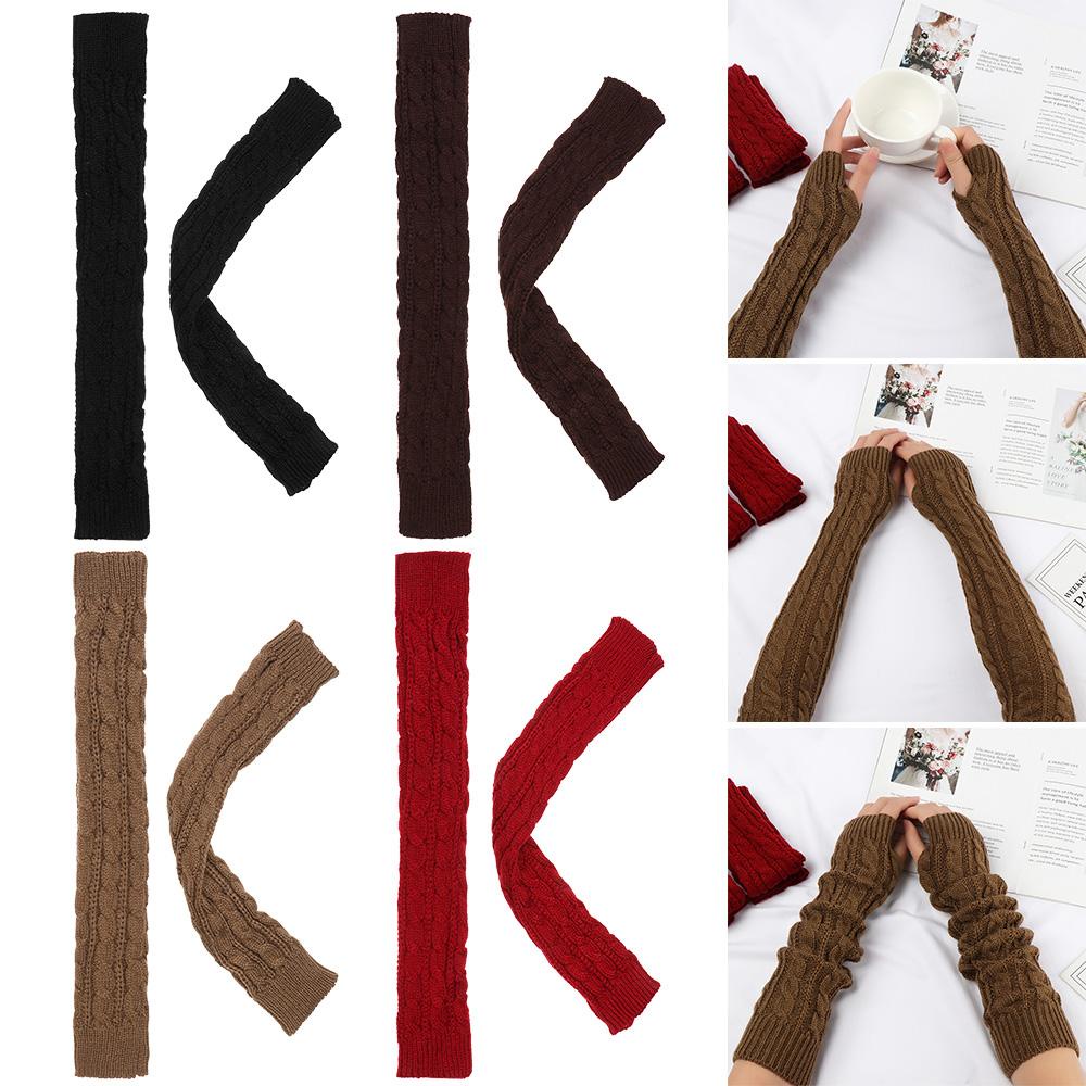 YVE Găng Tay Dài Hở Ngón Giữ Ấm Thời Trang