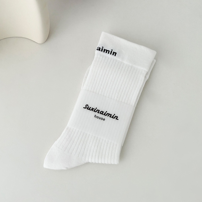 Đôi Vớ Thể Thao Bằng Vải Cotton Nguyên Chất In Chữ Phong Cách Nhật Bản Dành Cho Nữ