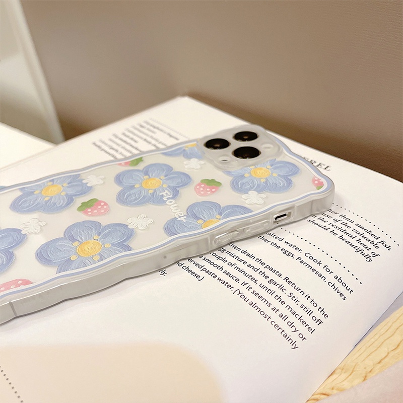 Ốp Điện Thoại TPU Mềm Trong Suốt Chống Rơi Họa Tiết Hoa Xanh Dương Cho Compatible for iPhone 7/8plus X/Xs 11 11pro max 12 12pro max 13