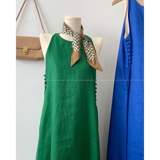 Đầm yếm linen nút bọc
