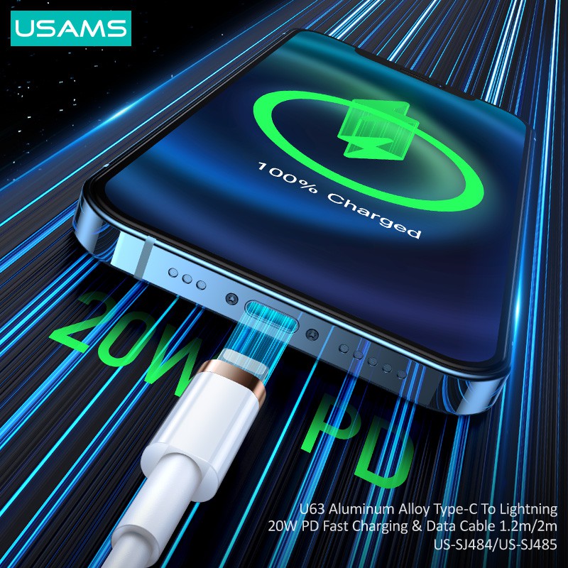 Dây Cáp Sạc Nhanh USAMS U63 Usb Type-C Sang Lightning 20w / 1.2m / 2m Dành Cho IPHONE OPPO SAMSUNG HUAWEI VIVO XIAOMI