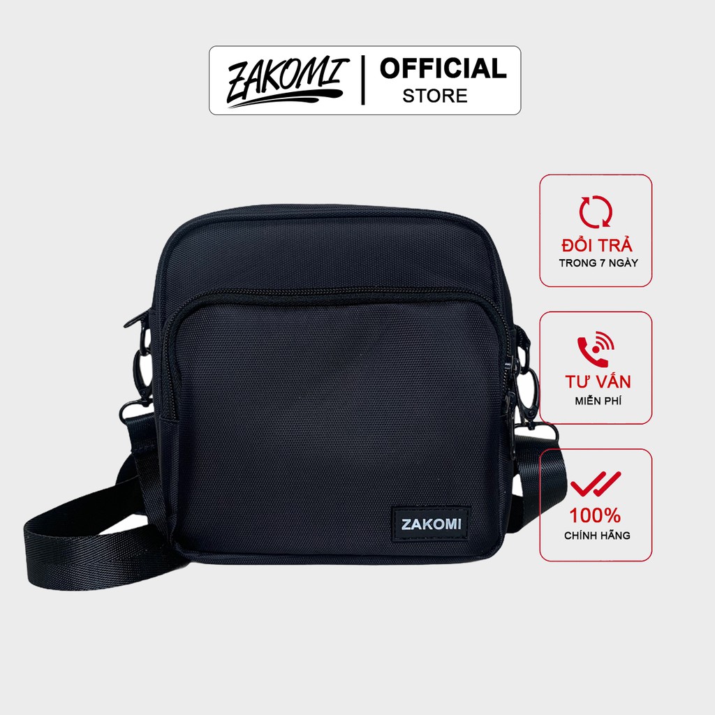 Túi đeo chéo Unisex 2 ngăn cao cấp Zakomi vải chống nước kích thước 19x18x8cm - Bảo hành 12 tháng