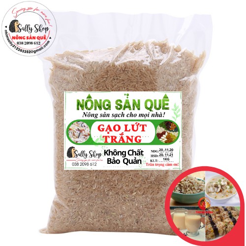 1kg Gạo Lứt Trắng Dẻo Thơm, Mềm Cơm- Nông Sản Quê - Gạo ORGANIC Giảm Cân, Thực Dưỡng