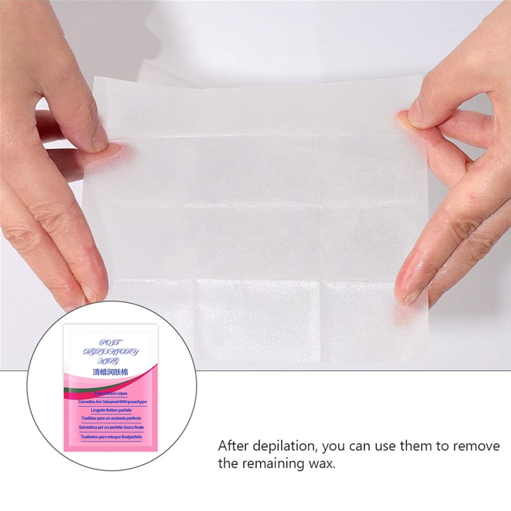 Sumax Khăn lau ẩm dạng sáp có thể loại bỏ phần sáp dư thừa còn sót lại sau khi tẩy lông 10g