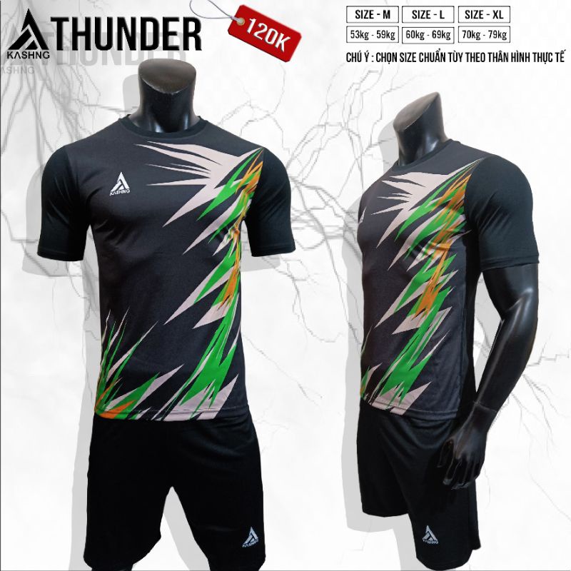 Quần áo bóng đá mẫu thiết kế THUNDER , thun lạnh nhập cao cấp