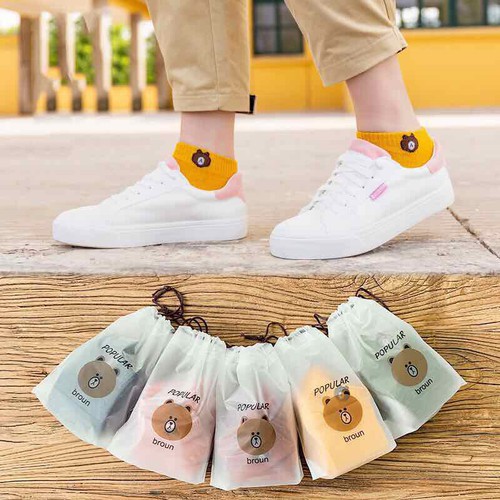 Set 10 đôi tất/vớ gấu cổ ngắn kèm túi gấu siêu cute