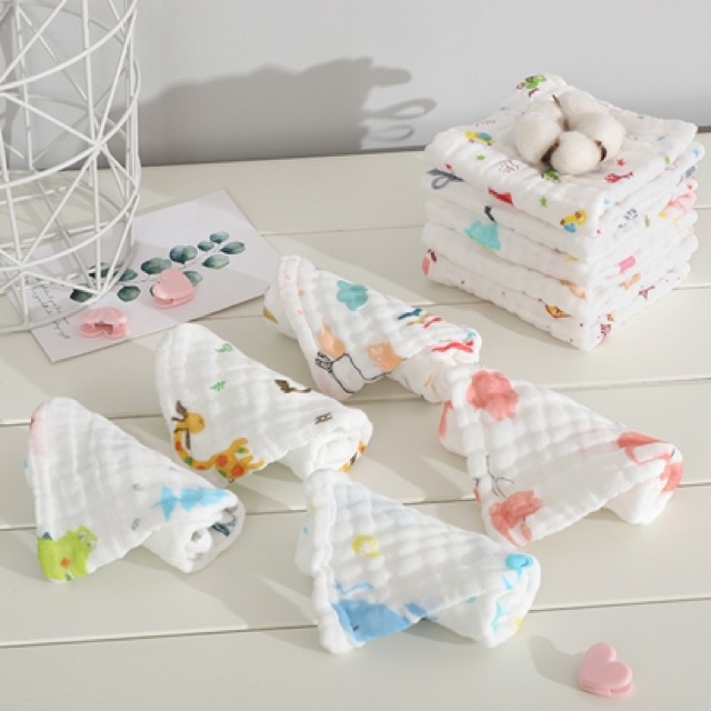 Set 5 khăn xô sữa 6 lớp kèm túi xip sang trọng