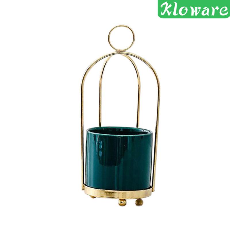 Lọ hoa bằng sứ có giá đỡ treo trang trí 01