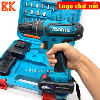 [ LOẠI TỐT ] MÁY KHOAN PIN MAKITA 24V PIN CHUẨN 5 CELL - CÓ BÚA KHOAN TƯỜNG-TẶNG KÈM BỘ PHỤ KIỆN 24 MÓN