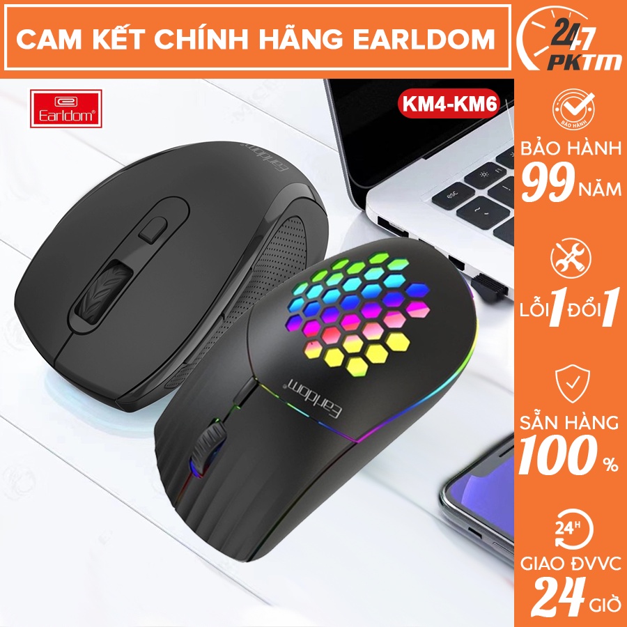 🛑CHÍNH HÃNG EARLDOM🛑 Chuột Không Dây Chuyên Dùng Máy Tính Laptop Điện Thoại Gamming Earldom KM4 & KM6