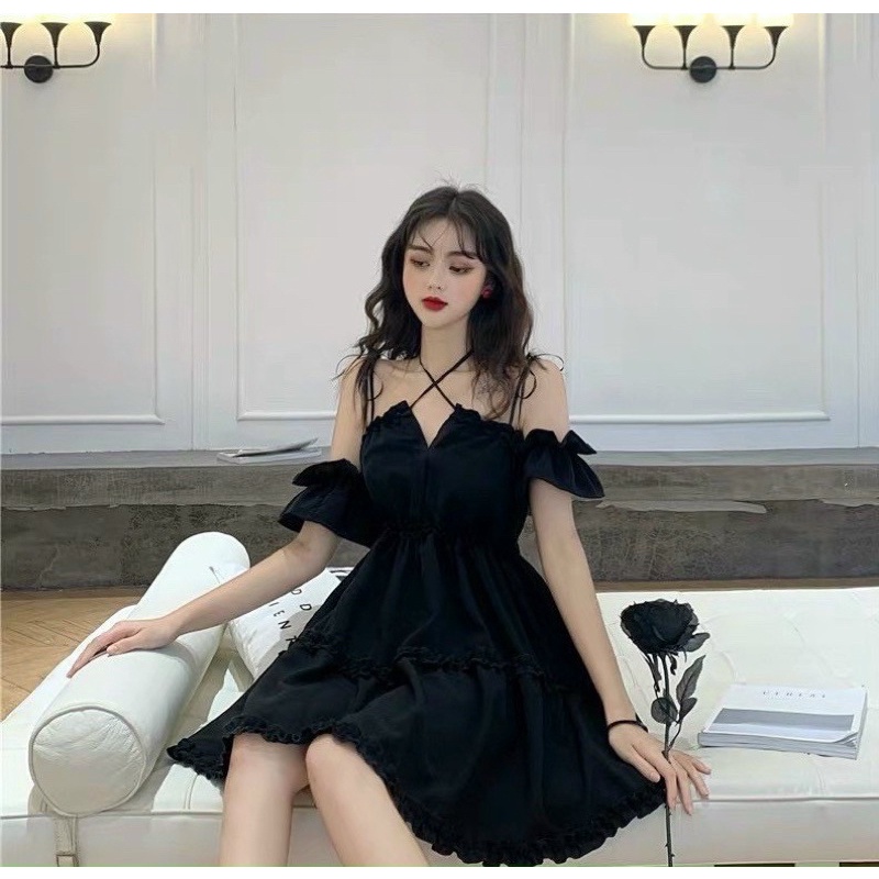 Đầm Bigsize Trễ Vai Đan Dây (Bigsize 55kg Đến 100kg (M/L/XL/XXL)