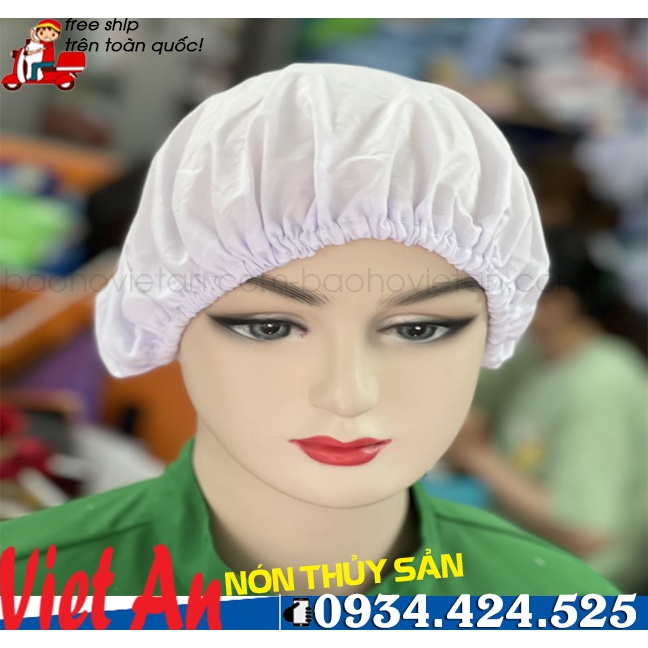Nón Bánh Tiêu Vải Silk Màu Trắng _ Hình Chụp Thật