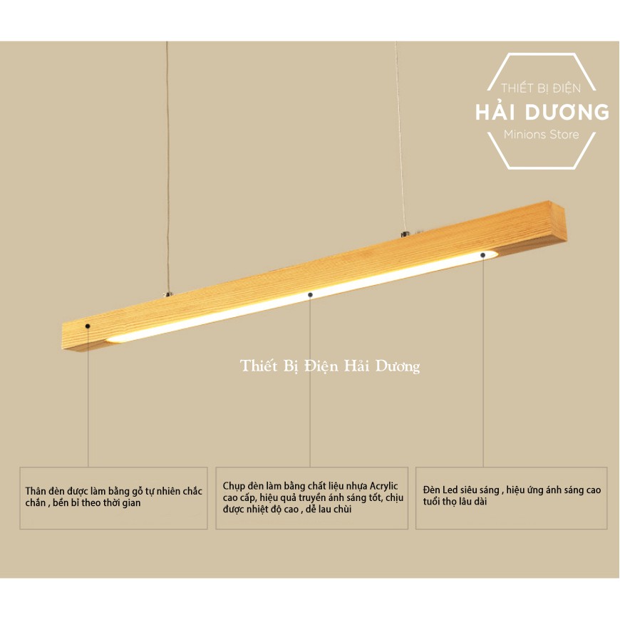 Đèn Thả Trần Gỗ DGT-1204 Phong Cách Bắc Âu - Decor Vintage - Gỗ Tự Nhiên Chắc Chắn - Công Suất 18w - Bảo Hành 1 Năm