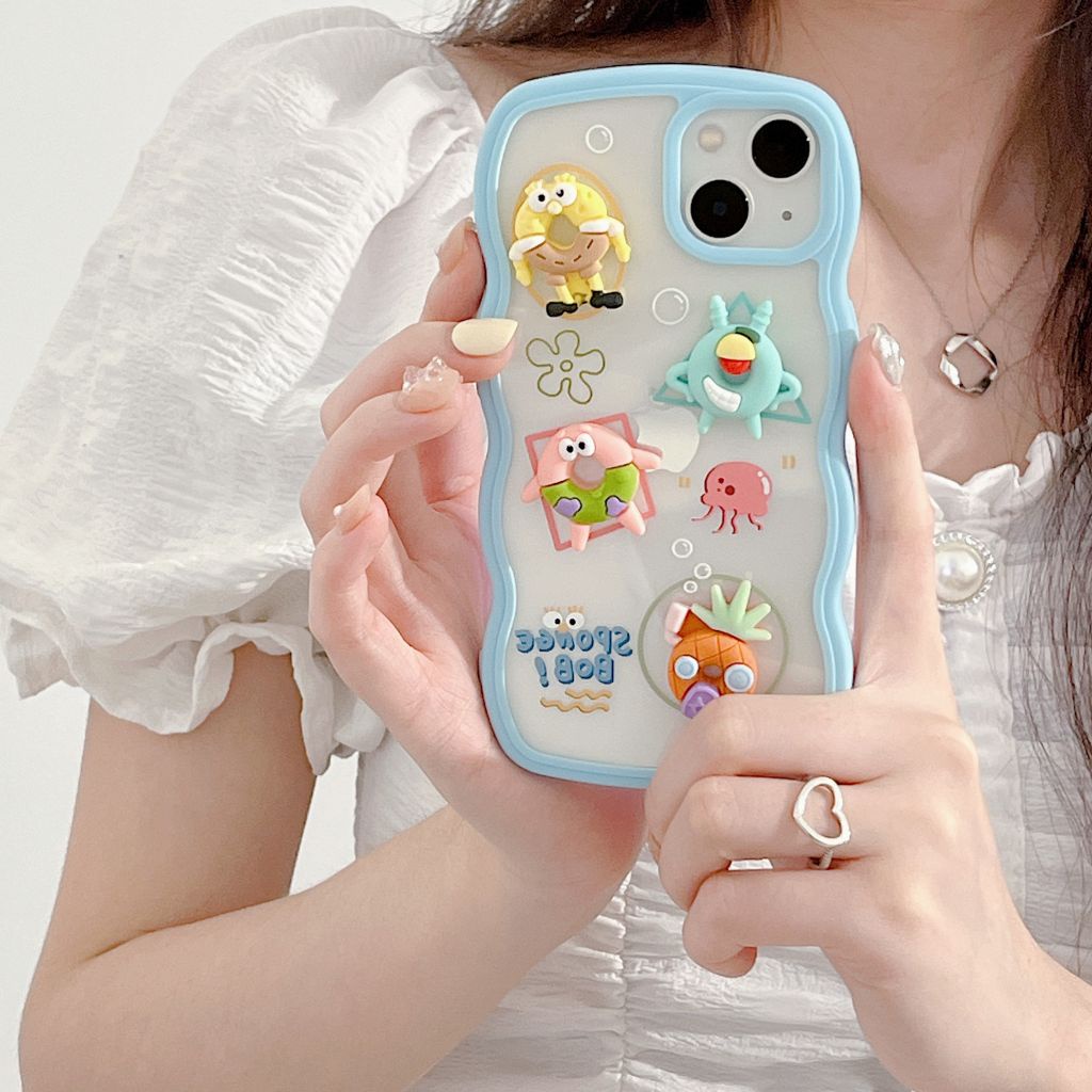 Ốp lưng Ice Cream SpongeBob SquarePants 3D Cartoon Phone Case cho iPhone 13 13Pro 13Promax 12 12Pro 12Promax 11 11Pro 11Promax XSmax Xr X Xs 8 7Plus