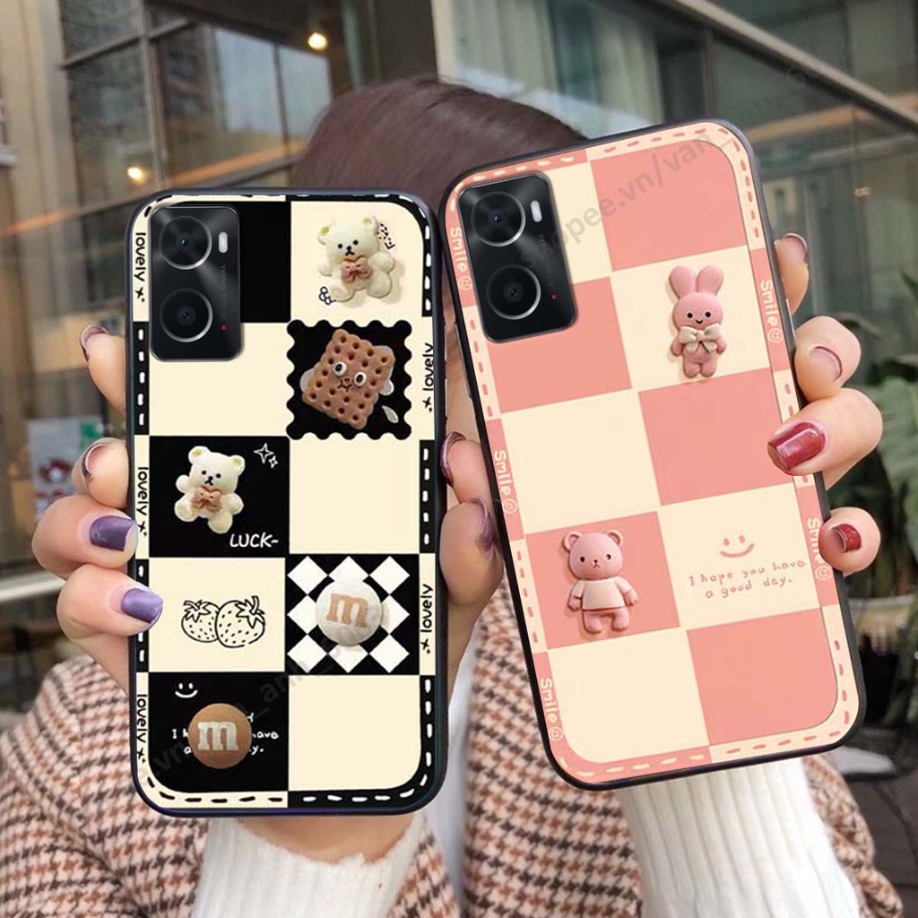 Ốp lưng Oppo A76 hình 3D gấu, kẹo dễ thương cute