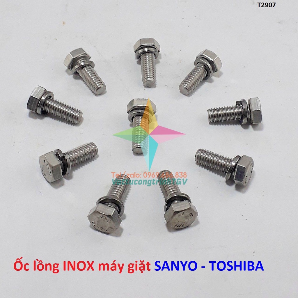Set 10 ốc INOX D6mm vặn lồng máy giặt SANYO-TOSHIBA