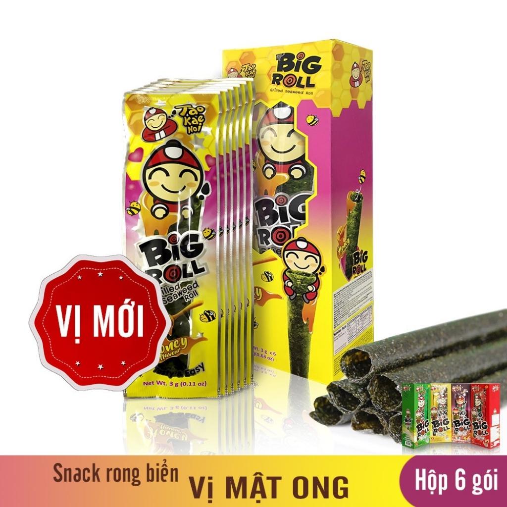 Snack rong biển, rong biển tao kae noi cuộn Big Roll 3,6g các vị - Hộp 6 thanh cuộn