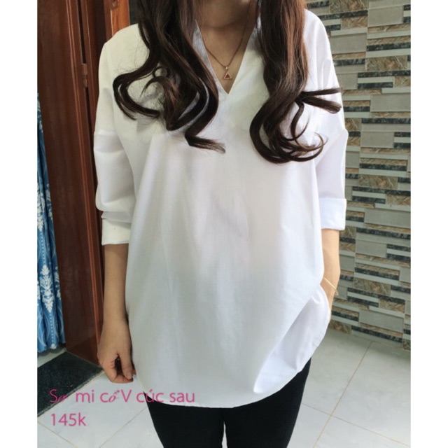 👚Áo Sơ Mi cổ V phối cúc sau 😍