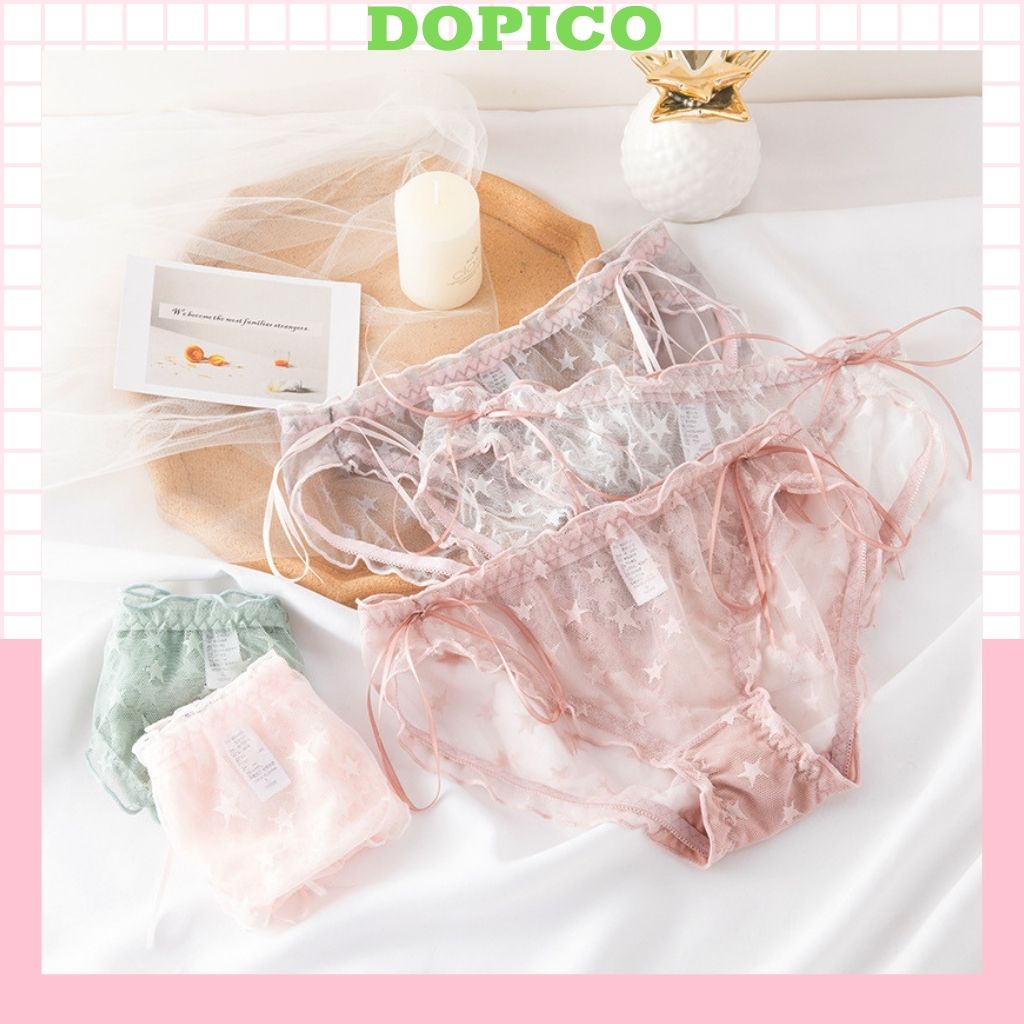 Quần lót nữ ren lưới cao cấp sexy đính nơ đẹp và gợi cảm DOPICO L518