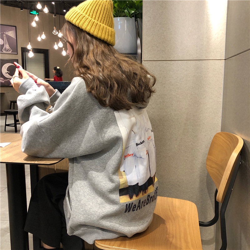 Áo hoodie tay dài phong cách Hàn Quốc năng động cho nữ