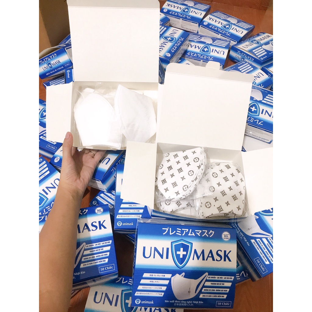 Khẩu trang 3D Unimask kháng khuẩn hộp 50c đóng gói 1 bịch 10c | BigBuy360 - bigbuy360.vn