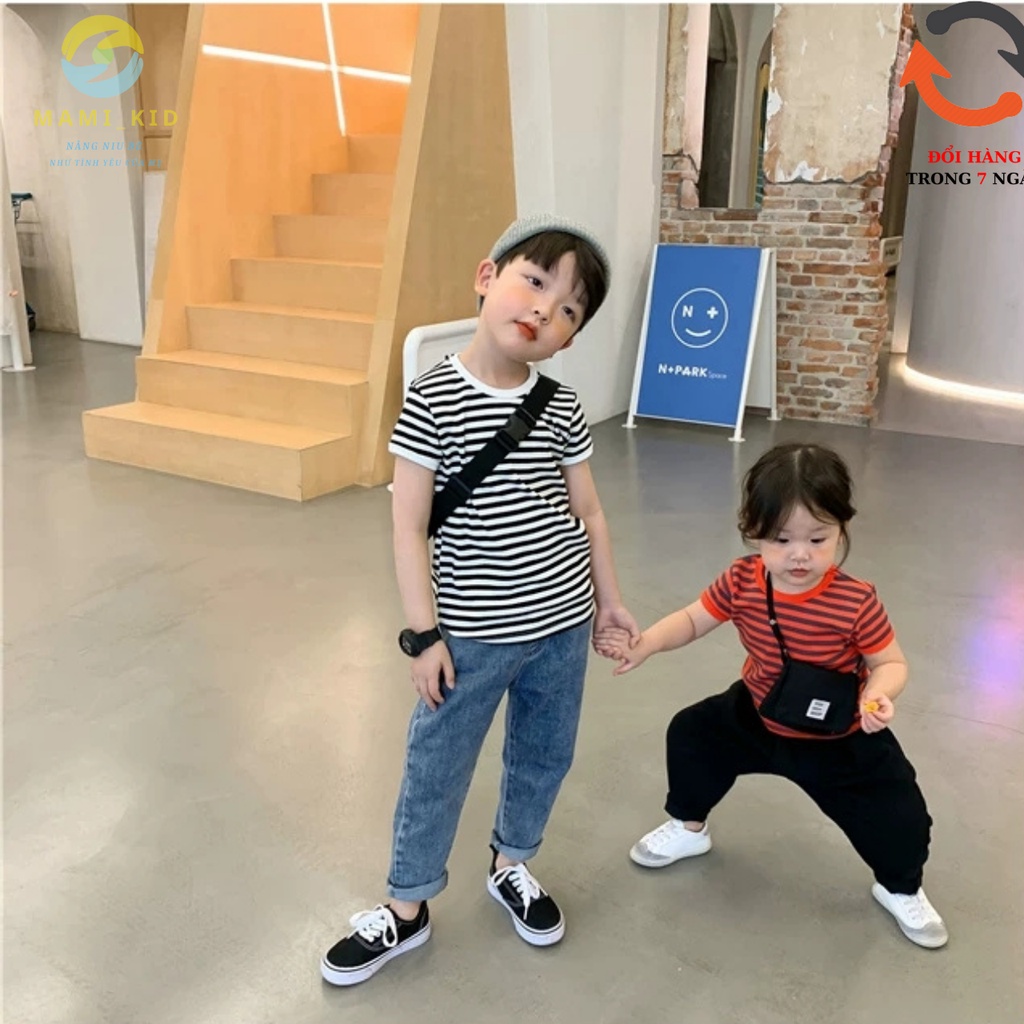 áo phông cho bé trai sọc kẻ sành điệu 12-40kg, mamikid