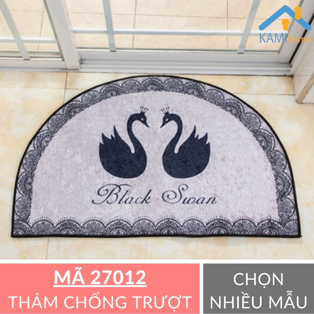 Thảm trải sàn lau chân trang trí chống trượt hình Bán nguyệt 38x60cm mã 27020