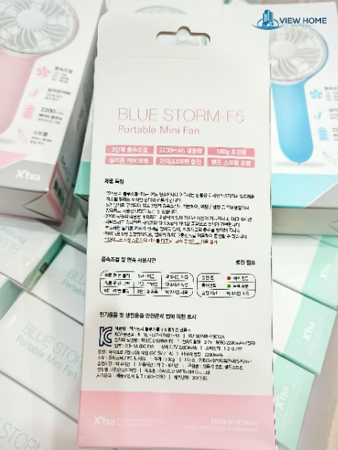Quạt mini cầm tay Blue storm f5 xuất khẩu Korea xịn