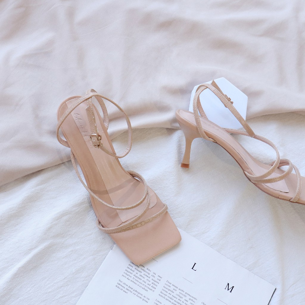 Sandal cao gót nữ gót nhọn 7p đẹp thời trang quai chéo dây mảnh mũi vuông cao cấp bAimée &amp; bAmor - MS1640