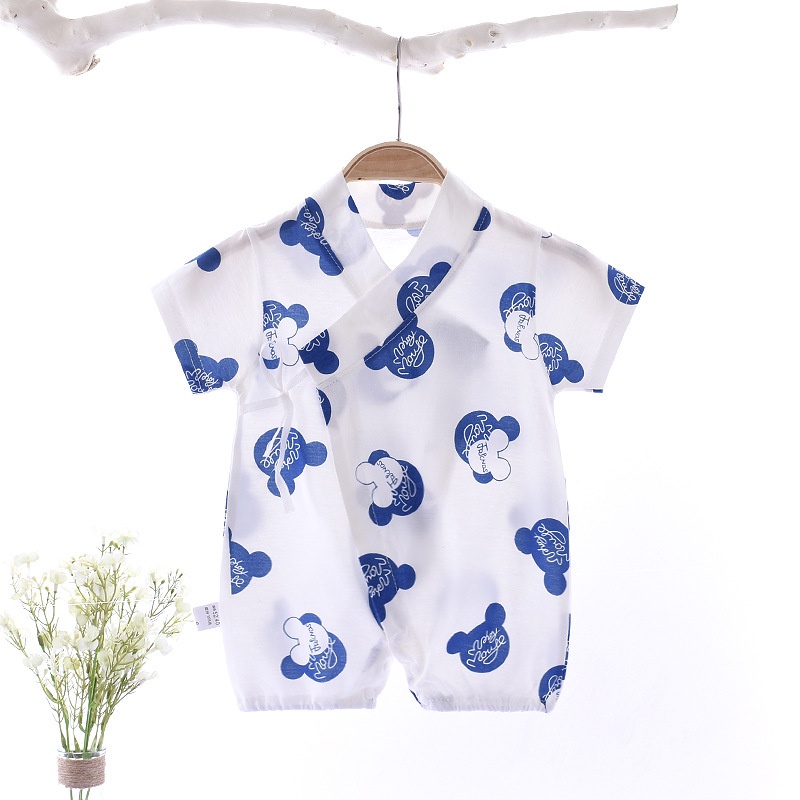 Bộ Áo Liền Quần Tay Ngắn Vải Cotton Mỏng In Hoạt Hình Thời Trang Mùa Hè 2022 Cho Bé Sơ Sinh