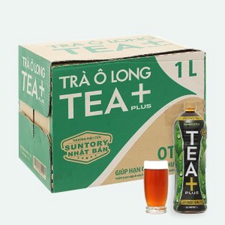 Thùng 12 chai trà ô long Tea Plus + 1 lít