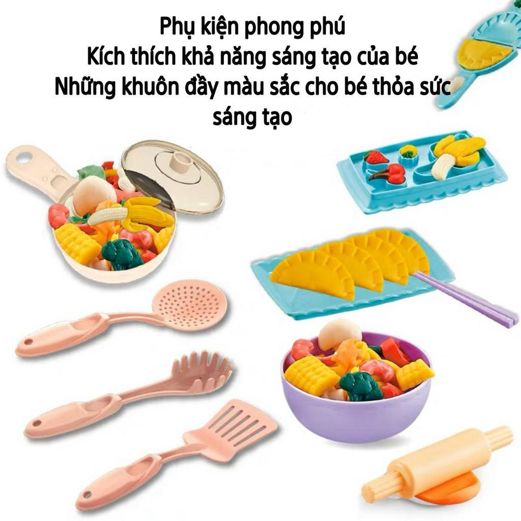 Đồ chơi đất nặn kèm bộ Bếp làm mì 18 chi tiết tặng 5 hủ màu, đồ chơi đất sét nấu ăn, thegioidochoi1104