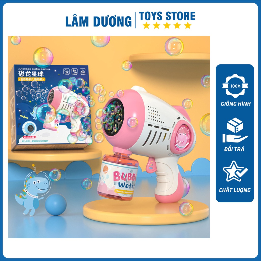 Súng bắn bong bóng xà phòng 10 nòng 👑LÂM DƯƠNG TOYS👑 Súng thổi bong bóng tự động 10 nòng cỡ bự có đèn có nhạc