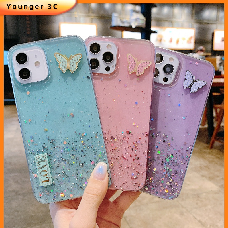 Ốp Điện Thoại Epoxy Kim Tuyến Hình Bướm 3D Cho Iphone 11 11PRO 11PROMAX 6G 6P 7G / 8G 7P / 8P X / XS XR XSMAX