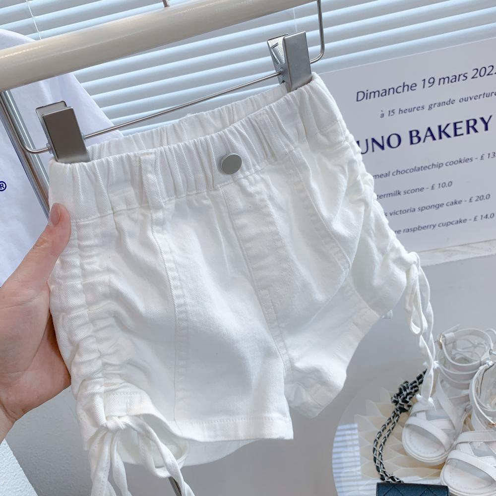 Quần Short Denim Dây Rút Co Giãn Phong Cách Hàn Quốc Thời Trang Mùa Hè Cho Bé Gái 5 Tuổi