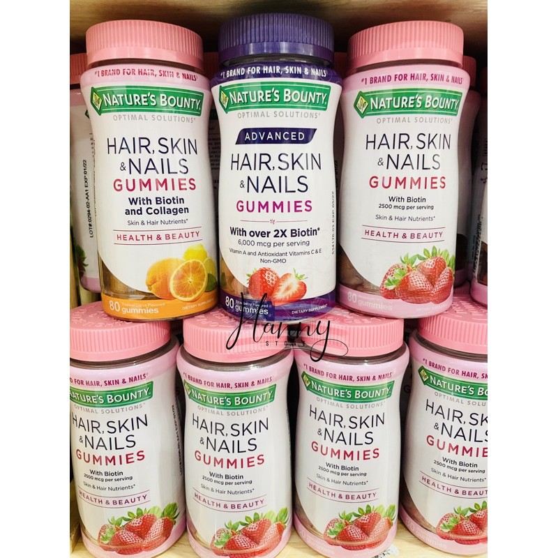 Kẹo dẻo Hair, Skin & Nails Gummies 80 viên của Mỹ