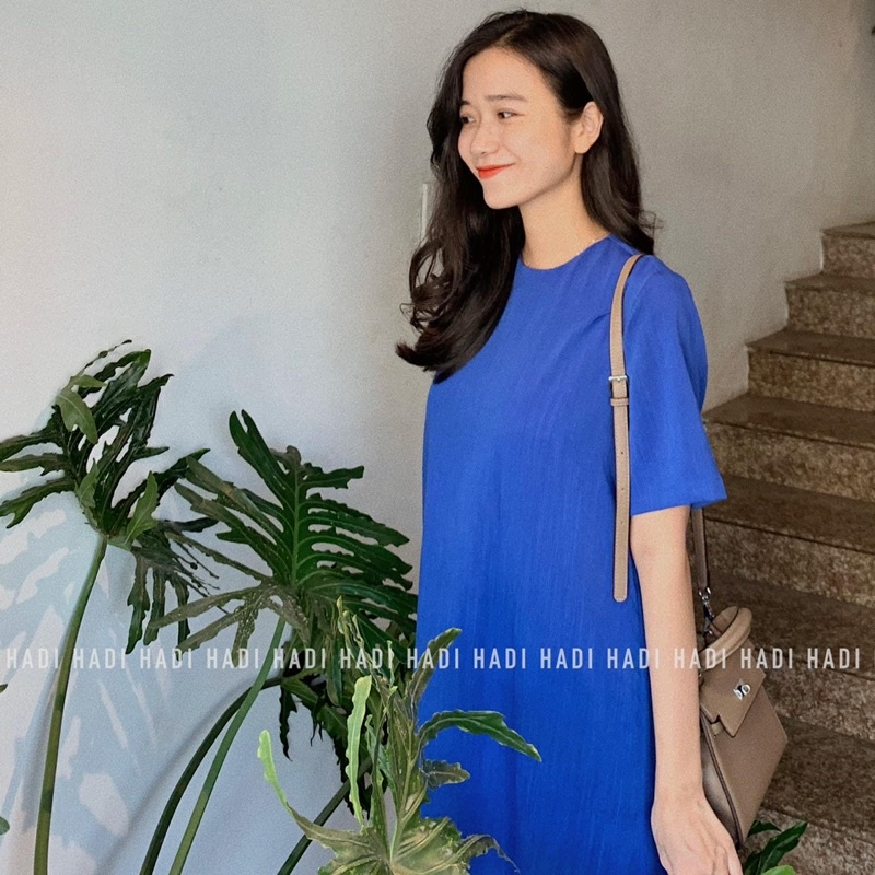 Đầm suông rộng đơn giản vải đũi linen - Nil