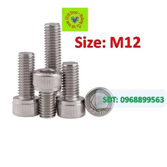 Bu lông lục giác chìm đầu trụ inox 201, inox 304, inox 316. Bulong chìm trụ inox, Ốc lục giác đầu trụ DIN 912