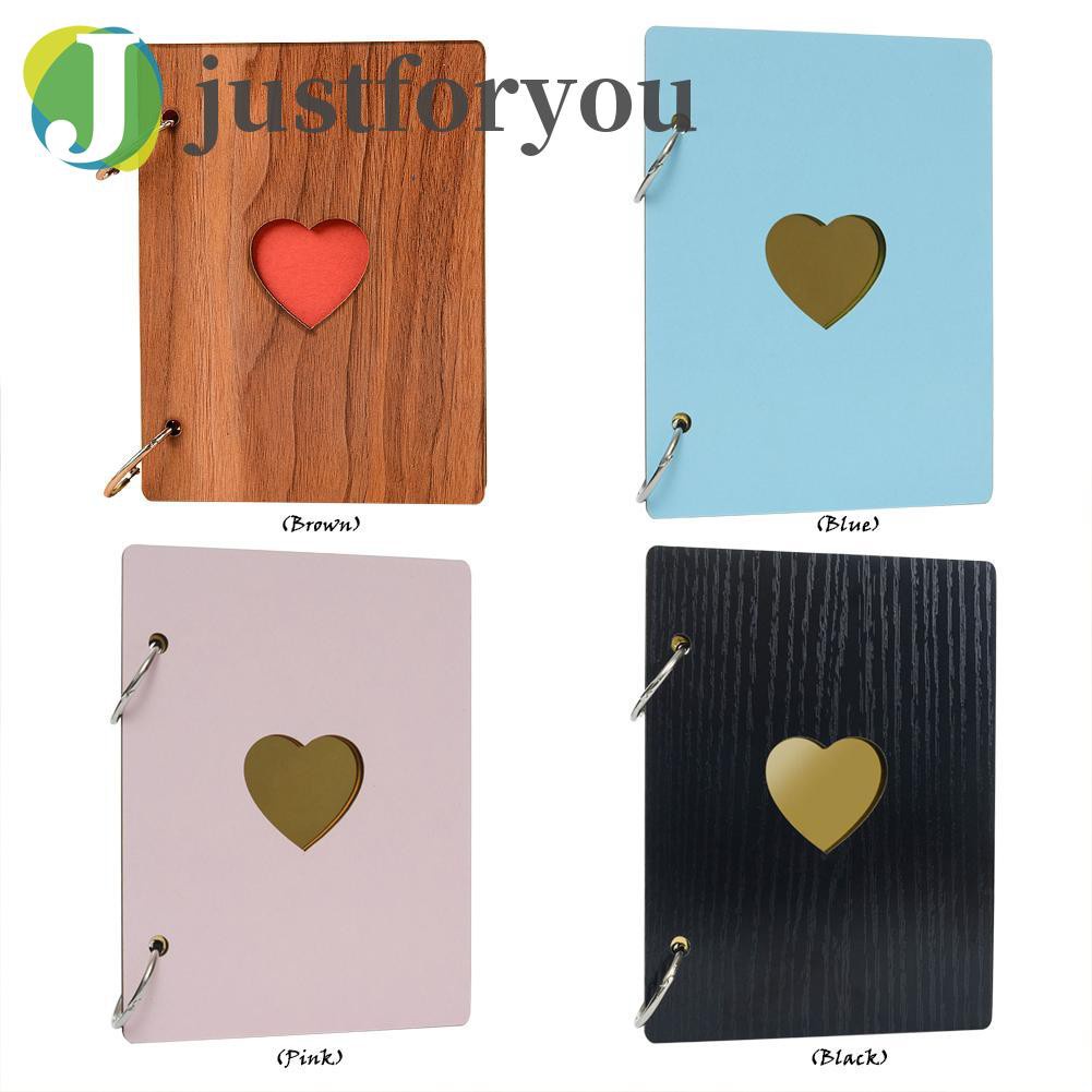 Justforyou2 6inch Paste Photo Album Love Heart Wooden Retro Handmade DIY Scrapbook Gift