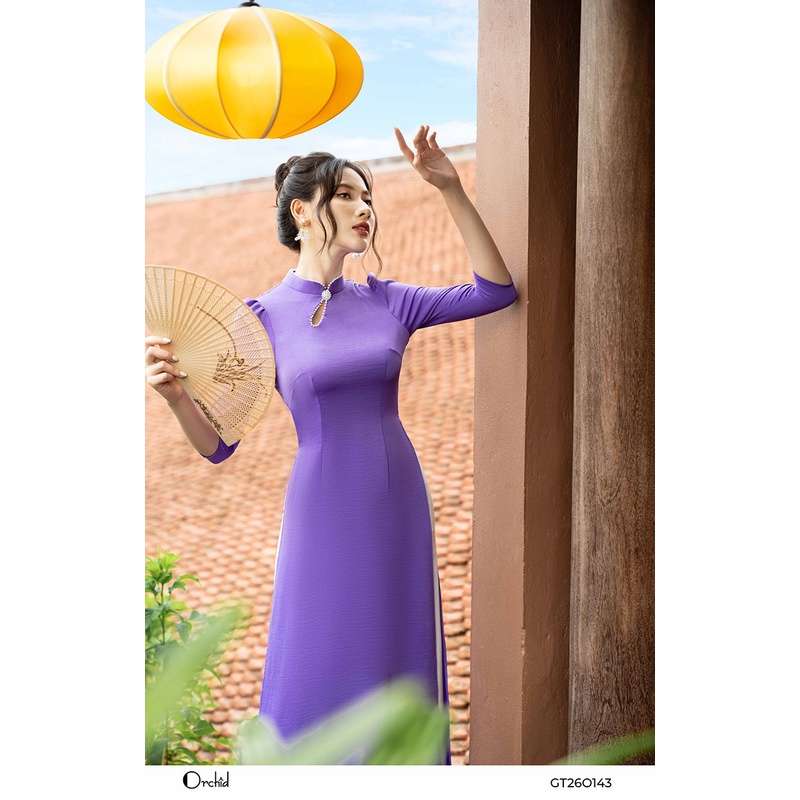 Bộ áo dài lụa trơn phối ngọc sang trọng- chất lụa cao cấp orchid GT26O143 | BigBuy360 - bigbuy360.vn
