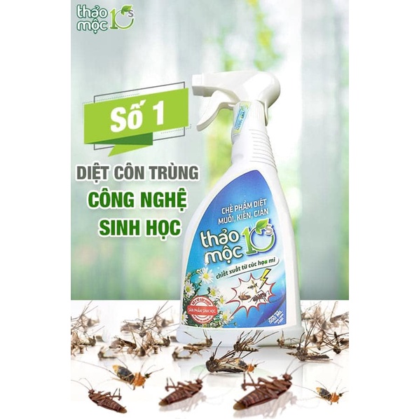 Bình xịt diệt côn trùng  Muỗi Kiến Gián  Sinh Học 100% THẢO MỘC 10S - An toàn hiệu quả được bộ Y tế cấp phép