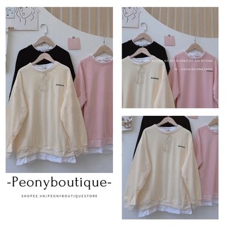 Áo Nỉ Da Cá Phối Vạt 🌺 Áo da cá form rộng Ulzzang thêu chữ Anesthesla basic style Korea SIÊU HOT 🌺