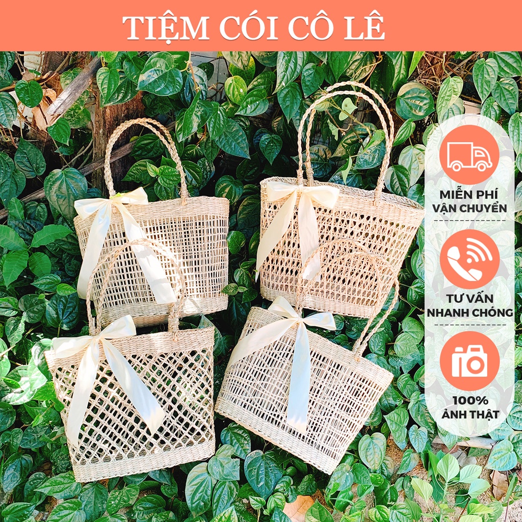 Túi cói đi biển, làn cói thưa thân thiện với môi trường - Tiệm Cói Cô Lê