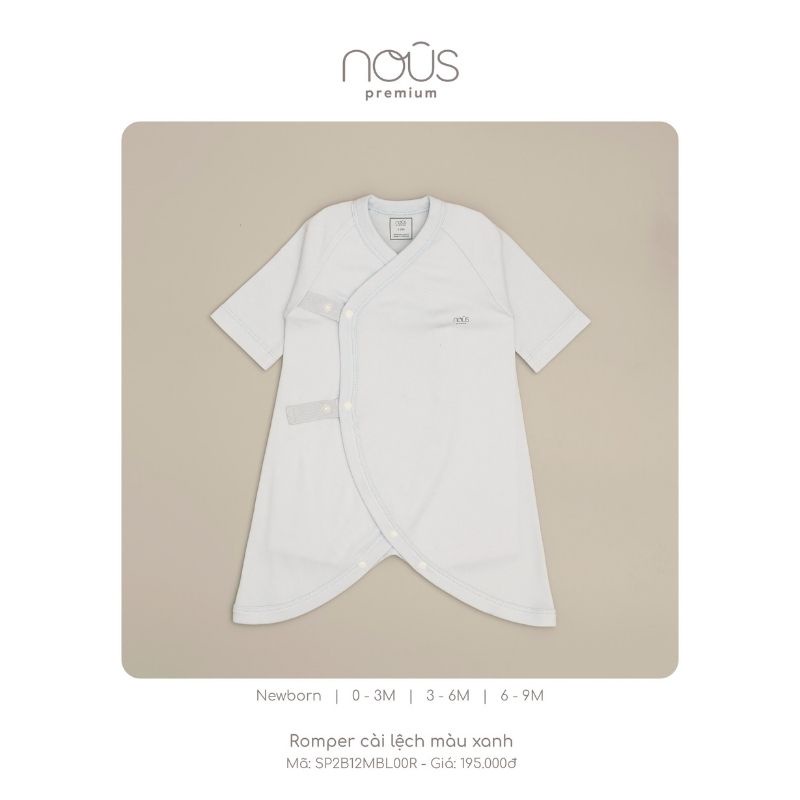 Bộ Romper Cài Lệch Trắng Hồng Xanh Cao cấp - Nous Premium Dòng Sản Phẩm Cao Cấp - Size từ NB-9M