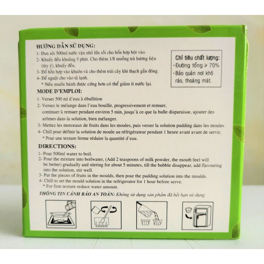 [Hộp 140g – TRÀ XANH] BỘT RAU CÂU PHA SẴN Konnyaku[VN] 3K Fibre Jelly Powder with Green Tea Flavour