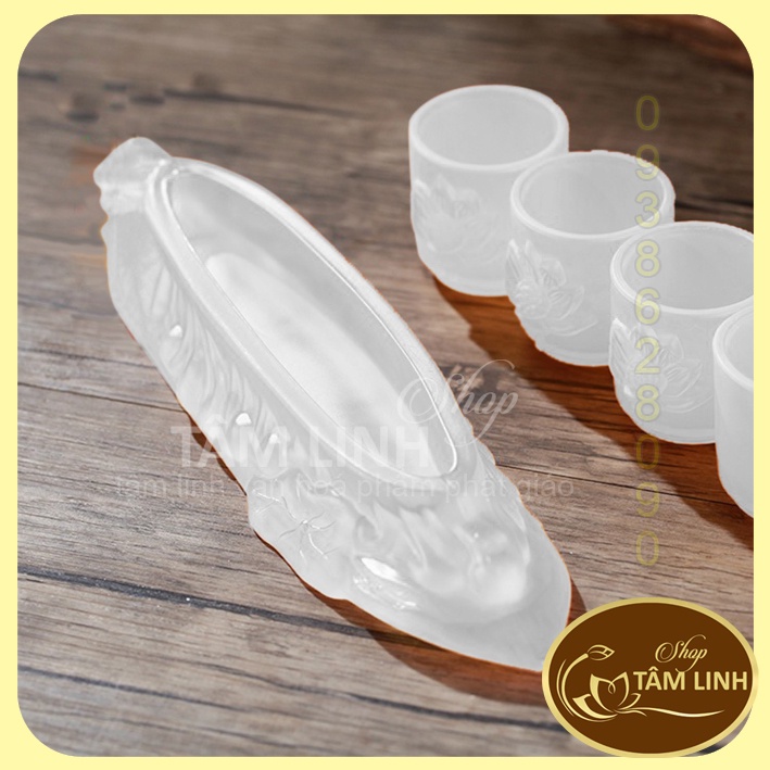 Án Năm Ly Nước Thờ Cúng Lưu Ly Trắng