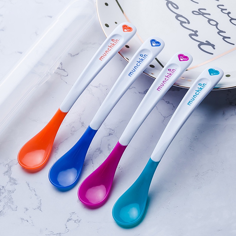 Thìa Mềm Silicon Báo Nóng Munchkin - Muỗng Báo Nóng Munchkin Cho Bé Ăn Dặm An Toàn Tiện Lợi