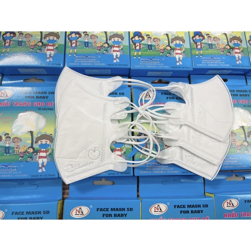 Khẩu trang cho bé 5d mask kid 1 hộp 10 chiếc kháng khuẩn , khẩu trang trẻ em ngăn ngừa bụi mịn